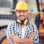Construction worker smiling at the camera
