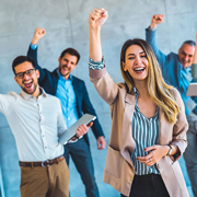 Image of workers cheering