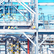Closeup of a refinery factory plant