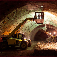 Image of construction vehicle working on tunnel
