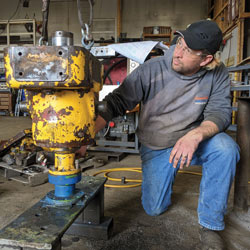 Man inspecting rig part